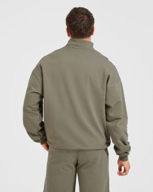 Rebound 1/4 Zip Pullover - Dusky Olive: The Ultimate Post-Workout Essential