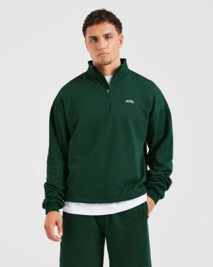 Rebound 1/4 Zip Pullover - Forest Green: The Ultimate Cotton Comfort