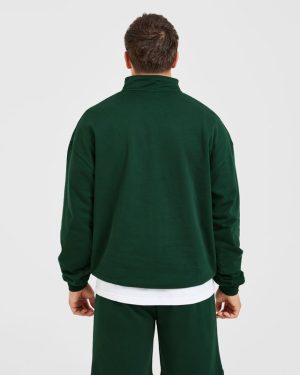 Rebound 1/4 Zip Pullover - Forest Green: The Ultimate Cotton Comfort