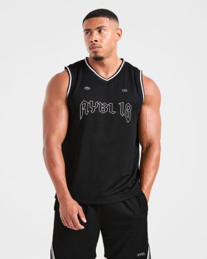 Rebound Stripe Tank - Black: Ultimate Performance Mesh Wear