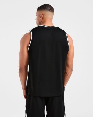 Rebound Stripe Tank - Black: Ultimate Performance Mesh Wear