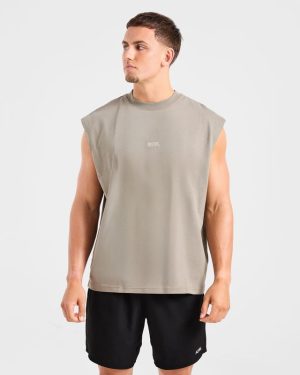 Rebound Tank - Dusky Olive: The Ultimate Cotton Workout Essential