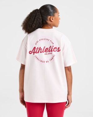 Retro Athletics Club Oversized T Shirt - Pink: The Ultimate Comfort & Style Statement