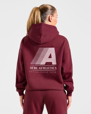Retro Athletics Oversized Hoodie - Deep Raspberry/Pink