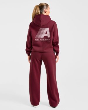 Retro Athletics Oversized Hoodie - Deep Raspberry/Pink