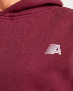 Retro Athletics Oversized Hoodie - Deep Raspberry/Pink