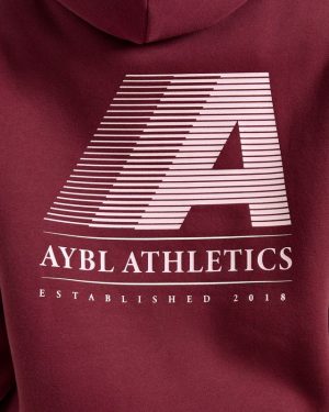 Retro Athletics Oversized Hoodie - Deep Raspberry/Pink