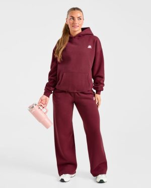 Retro Athletics Oversized Hoodie - Deep Raspberry/Pink