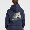 Retro Athletics Oversized Hoodie - Navy/Yellow