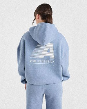 Retro Athletics Oversized Hoodie - Vintage Blue: The Ultimate Comfort Statement