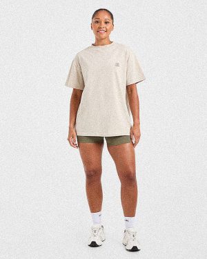 Retro Athletics Oversized T Shirt - Sand: The Ultimate Comfort Upgrade