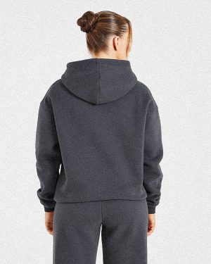 Retro Embroidered Oversized Hoodie - Charcoal: The Ultimate Comfort Upgrade