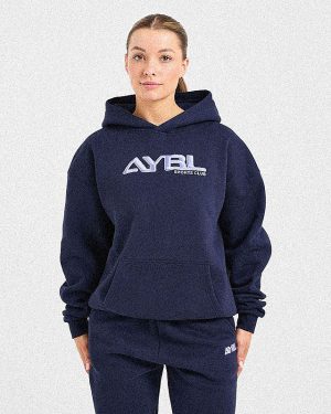 Retro Embroidered Oversized Hoodie - Navy: The Ultimate Comfort Essential