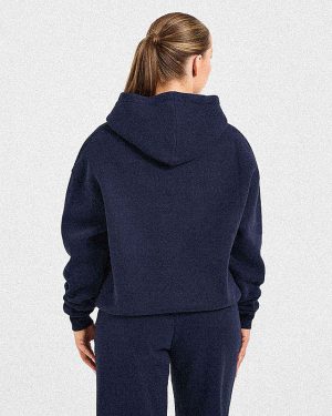 Retro Embroidered Oversized Hoodie - Navy: The Ultimate Comfort Essential