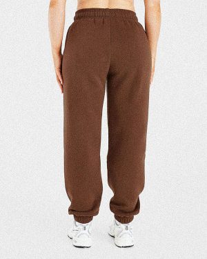 Retro Embroidered Oversized Joggers - Brown