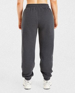 Retro Embroidered Oversized Joggers - Charcoal