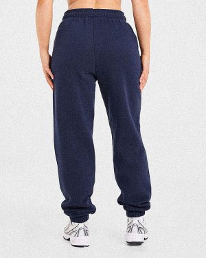 Retro Embroidered Oversized Joggers - Navy: The Ultimate Comfort Staple