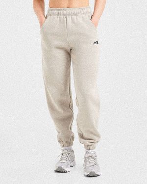 Retro Embroidered Oversized Joggers - Taupe Grey