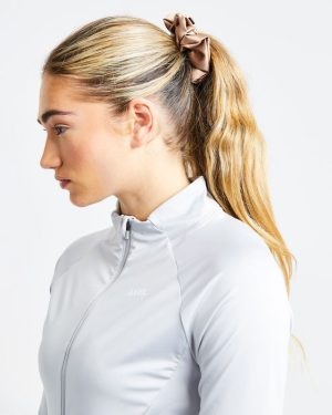 Premium Silky Scrunchie 4-Pack: White, Champagne, Pink & Mocha