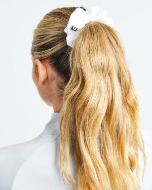 Premium Silky Scrunchie 4-Pack: White, Champagne, Pink & Mocha