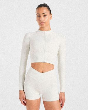 Sculpt Wrap Zip Up Jacket - Tofu: The Ultimate Second-Skin Activewear