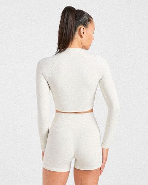 Sculpt Wrap Zip Up Jacket - Tofu: The Ultimate Second-Skin Activewear