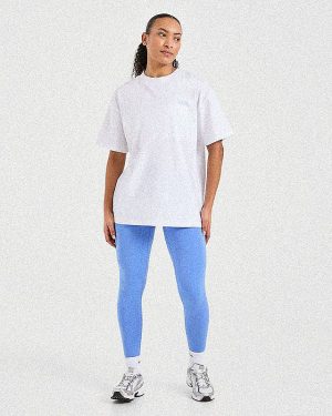 Show Up Oversized T-Shirt - White/Blue | Premium Comfort & Style