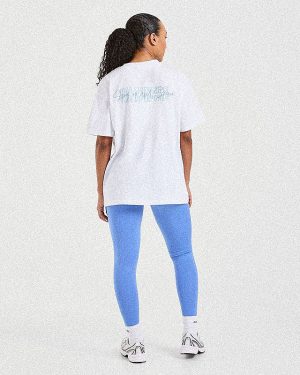 Show Up Oversized T-Shirt - White/Blue | Premium Comfort & Style