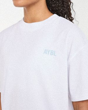 Show Up Oversized T-Shirt - White/Blue | Premium Comfort & Style