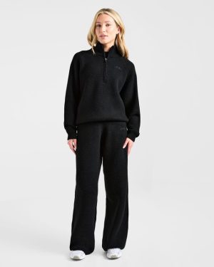 Soft Oversized Knitted 1/4 Zip - Black