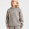 Soft Oversized Knitted Hoodie - Brown Marl