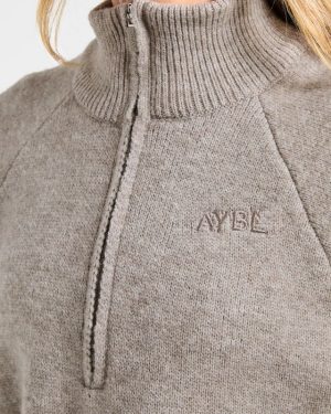 Soft Oversized Knitted 1/4 Zip - Brown Marl: The Ultimate Cozy Essential