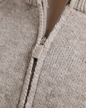Soft Oversized Knitted 1/4 Zip - Brown Marl: The Ultimate Cozy Essential