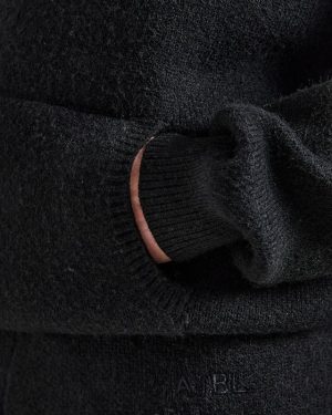 Soft Oversized Knitted Hoodie - Black
