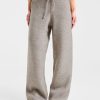 Soft Oversized Knitted Straight Leg Joggers - Brown Marl