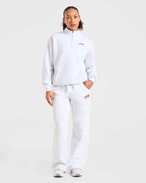 AYBL Sports Club Oversized 1/4 Zip Pullover - Grey Marl/Burgundy