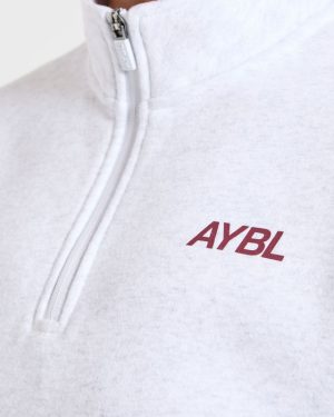 AYBL Sports Club Oversized 1/4 Zip Pullover - Grey Marl/Burgundy