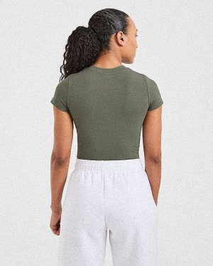 Sports Club Varsity Baby Tee - Forest Green: The Ultimate Rest Day Essential