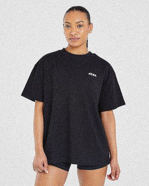 Sports Club Wavy Oversized T-Shirt - Black