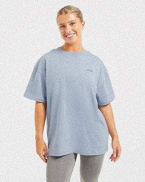 Sports Club Wavy Oversized T Shirt - Dusty Blue: The Ultimate Comfort Essential