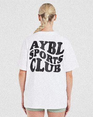 Sports Club Wavy Oversized T-Shirt - White: The Ultimate Comfort Fit