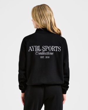 Sports Collective Oversized 1/4 Zip Pullover - Black: The Ultimate Comfort Upgrade