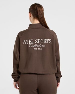 Sports Collective Oversized 1/4 Zip Pullover - Brown: The Ultimate Comfort Upgrade