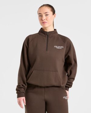 Sports Collective Oversized 1/4 Zip Pullover - Brown: The Ultimate Comfort Upgrade