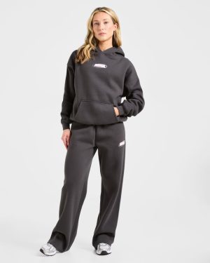 Sports Essentials Oversized Straight Leg Joggers - Charcoal/Pink