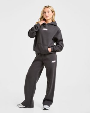 Sports Essentials Oversized Straight Leg Joggers - Charcoal/Pink