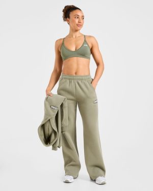 Sports Essentials Oversized Straight Leg Joggers - Muted Olive