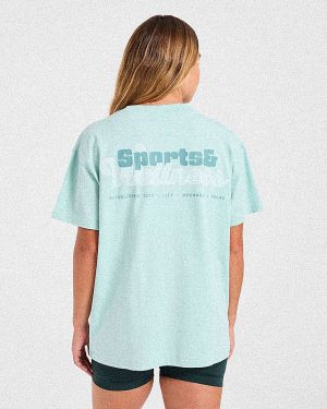 Sports Wellness Oversized T Shirt - Aqua Green: The Ultimate Comfort & Style Fusion