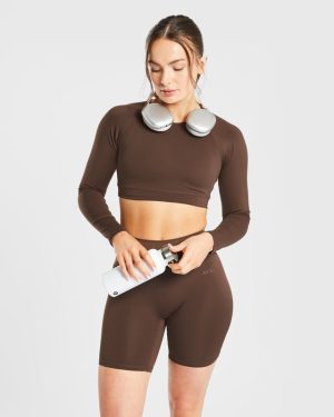 Staple Cycling Shorts - Brown: The Ultimate Sculpting Workout Essential