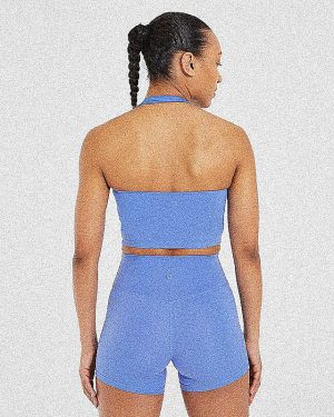 Staple Halterneck Crop Top - Cobalt Blue: The Ultimate Workout Essential